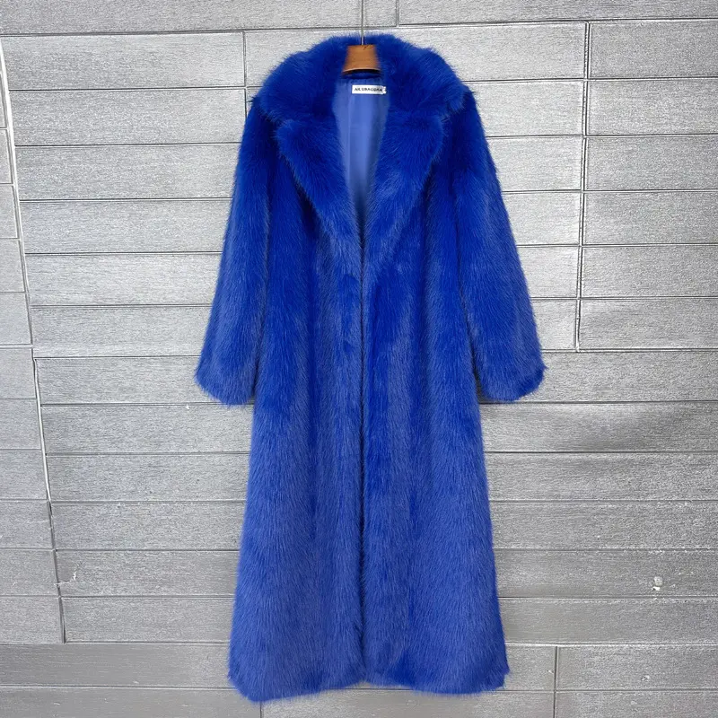 LANMREM Thick Faux Fur Long Coat For Women Suit Collar Long Sleeve Casual Warm Soft Winter Women's Long Sleeve Overcoat 2DB3920