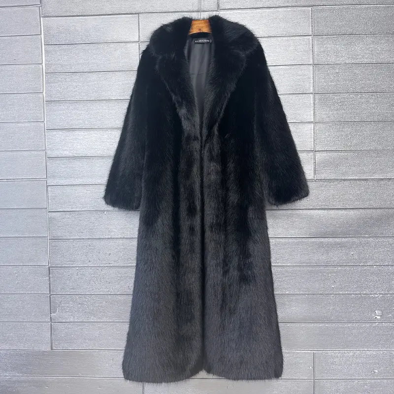 LANMREM Thick Faux Fur Long Coat For Women Suit Collar Long Sleeve Casual Warm Soft Winter Women's Long Sleeve Overcoat 2DB3920