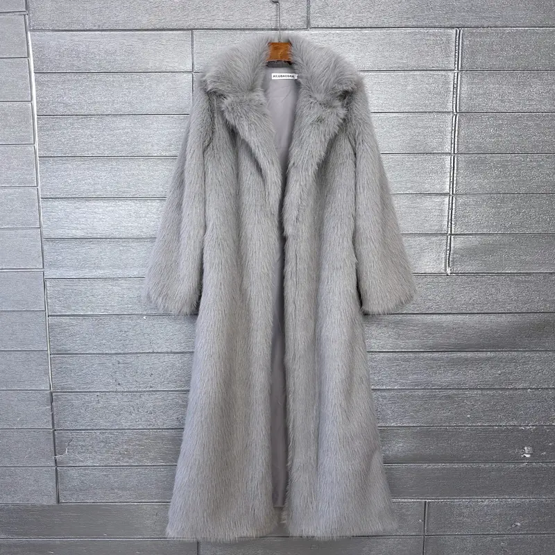 LANMREM Thick Faux Fur Long Coat For Women Suit Collar Long Sleeve Casual Warm Soft Winter Women's Long Sleeve Overcoat 2DB3920