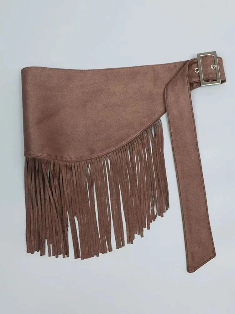 LANMREM Ethnic Bohemian Style Women's Wide Waist Belt Fringe Vintage Cummerbund With Dress Skirt Shirt Fashion 2025 New 2DE247