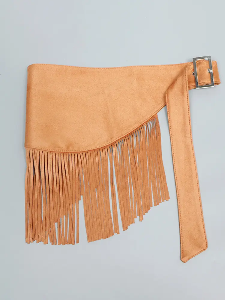 LANMREM Ethnic Bohemian Style Women's Wide Waist Belt Fringe Vintage Cummerbund With Dress Skirt Shirt Fashion 2025 New 2DE247