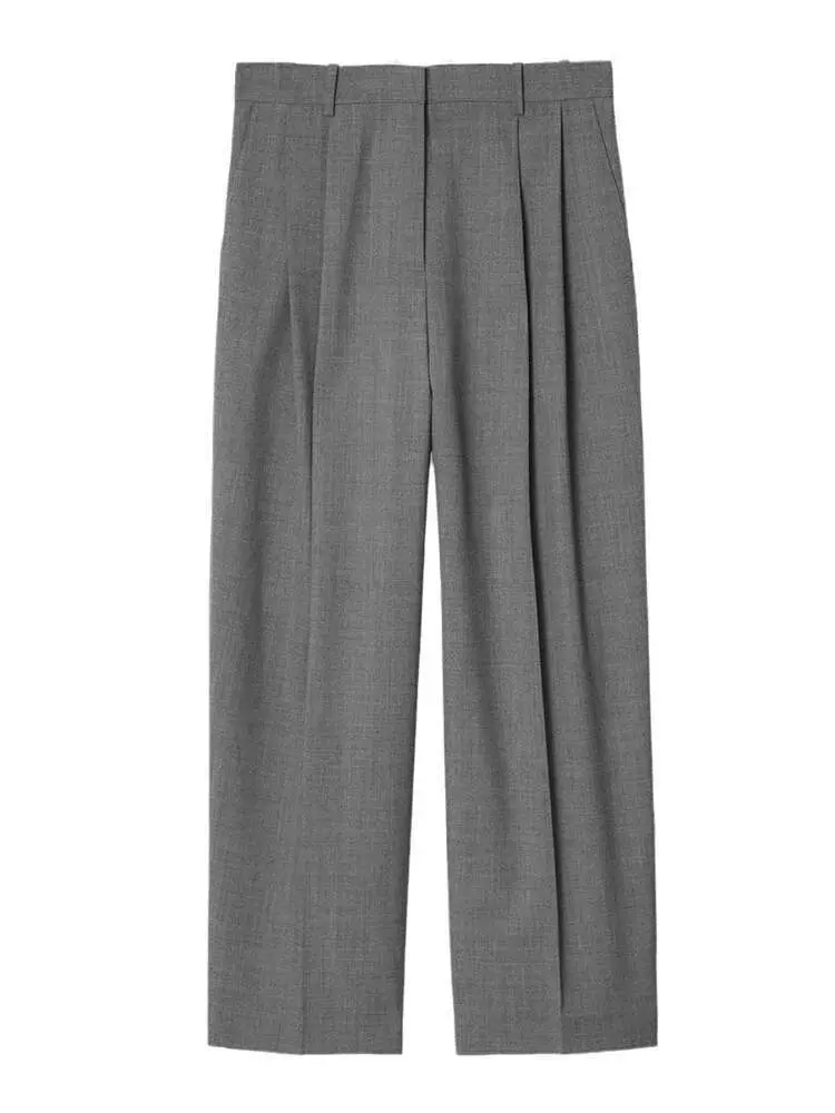 LANMREM Versatile Solid Color Wide Leg Trousers For Women High Waist Loose Office Lady Long Pants Fashion 2025 New 2VV1995