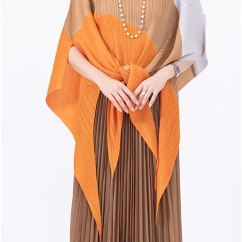 LANMREM Colorblock Patchwork Pleated Women's Two-piece Set Irregular Pullover Top And Elastic Waist Wide Leg Pants Chic 2DB4221