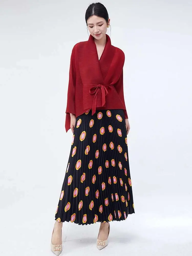 LANMREM High Quality Fashion Set Women's Pleated Cardigan Jacket + Pleated Skirt Two-piece Set Temperament Clothes New 2DB2520