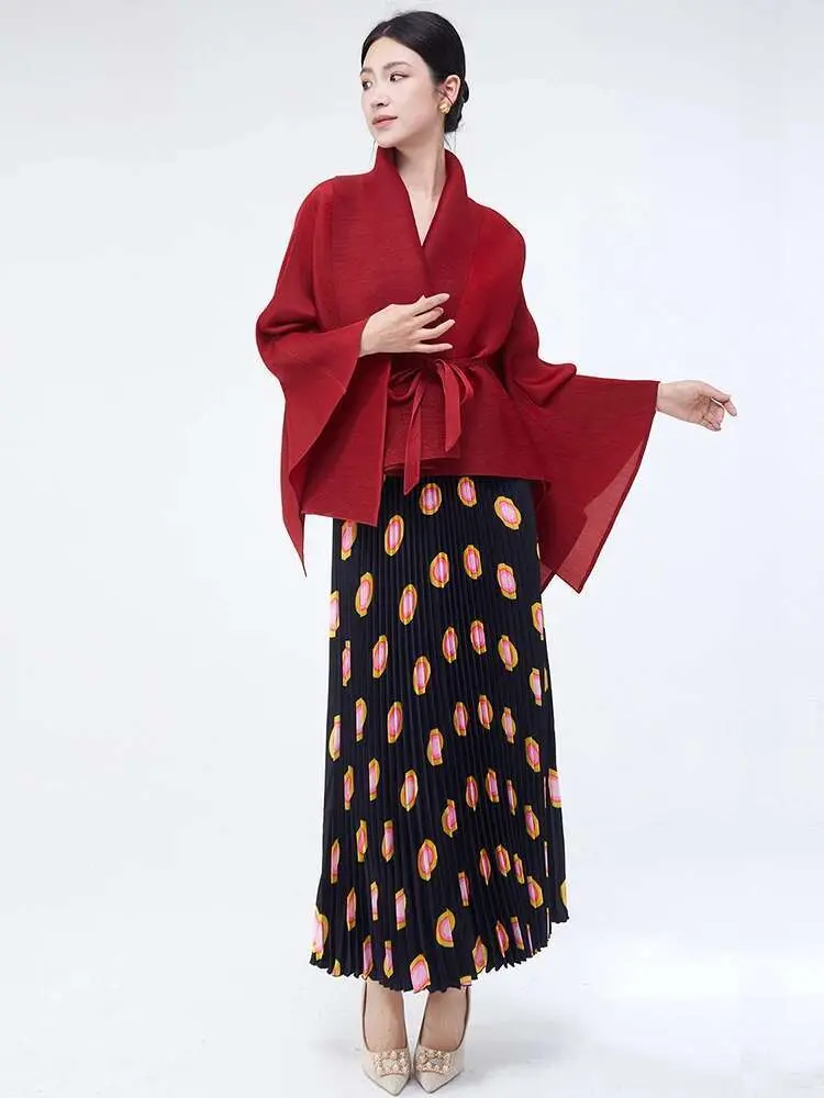 LANMREM High Quality Fashion Set Women's Pleated Cardigan Jacket + Pleated Skirt Two-piece Set Temperament Clothes New 2DB2520