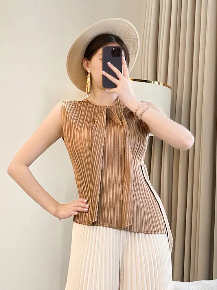 LANMREM Niche Irregular Patchwork Deisng Sleeveless Women's Tank Top Loose Casual 2025 New Summer Round Collar T-shirts 2DB2973