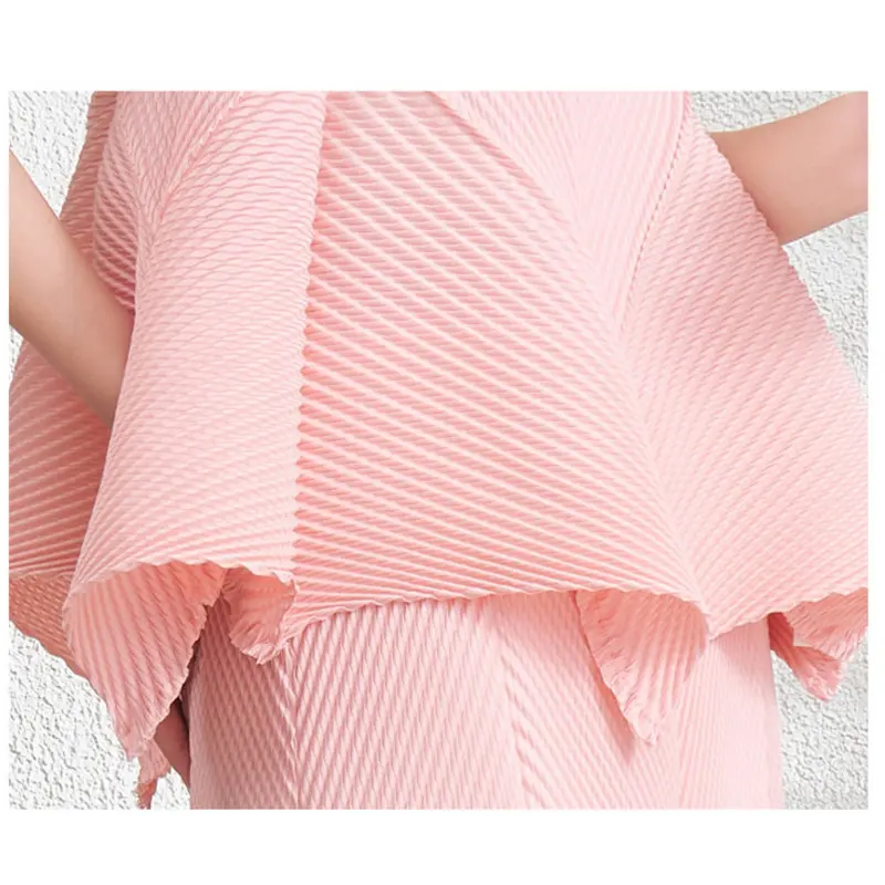 LANMREM High Quality Pleated Women's Two Pieces Set Chic Sleeveless Pullover Tank Top And Elastic Waist Irregular Skirt 2DB3856
