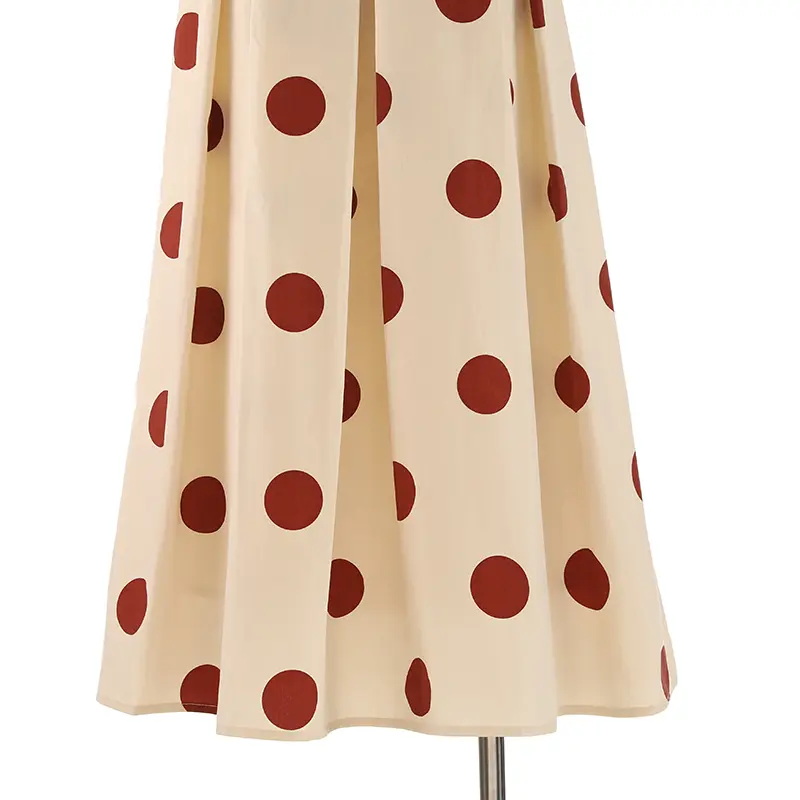 LANMREM French Vintage Pure Cotton Polka Dot High Waisted Skirt For Women 2025 New Apricot Temperament A-line Skirts 2DB3405