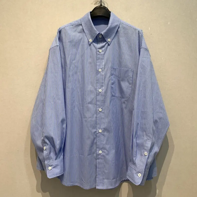 LANMREM French Style Loose Fashion Blue Striped Shirt For Women Loose Casual Single Breasted Long Sleeve Blouse Top Chic 2DB3865