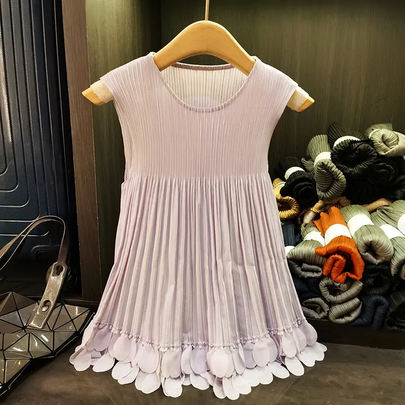 LANMREM Summer New Handmade Petal Pleated Tee Casual Chic New Versatile Women's T-Shirt Round Neck Sleeveless Tank Top 2DB3759