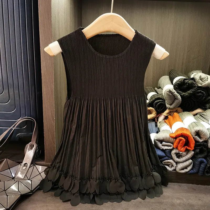 LANMREM Summer New Handmade Petal Pleated Tee Casual Chic New Versatile Women's T-Shirt Round Neck Sleeveless Tank Top 2DB3759