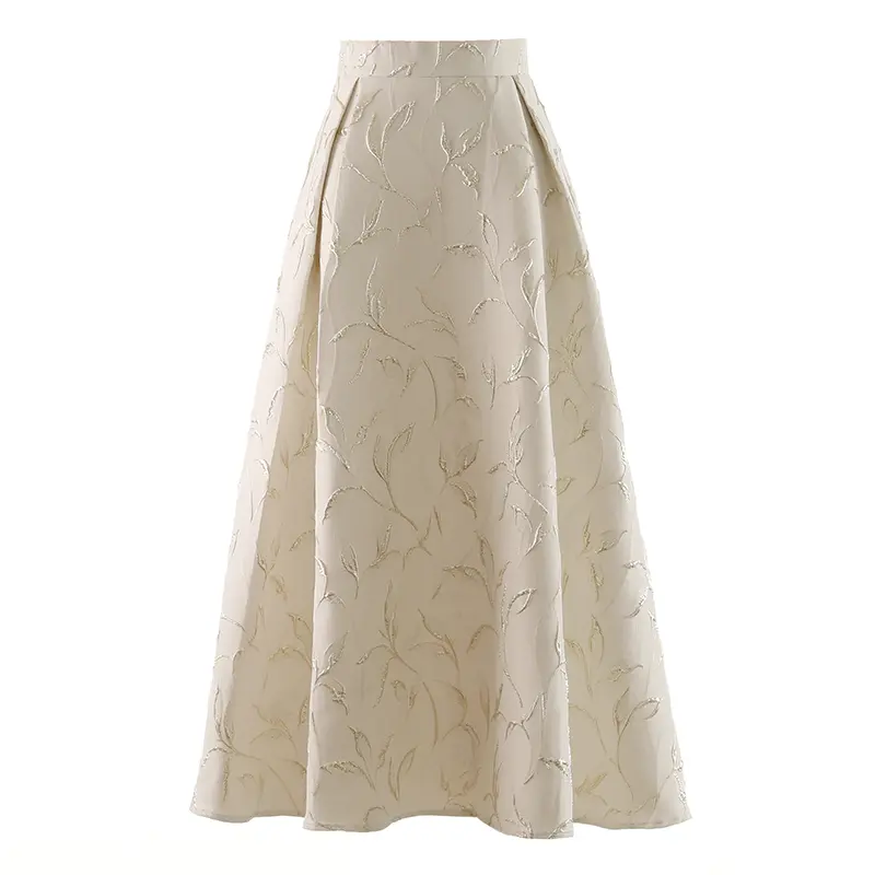LANMREM Good Quality French Style Jacquard Half Length Skirt For Women 2025 New Chic Design High Waist A-line Skirts 2DB3404
