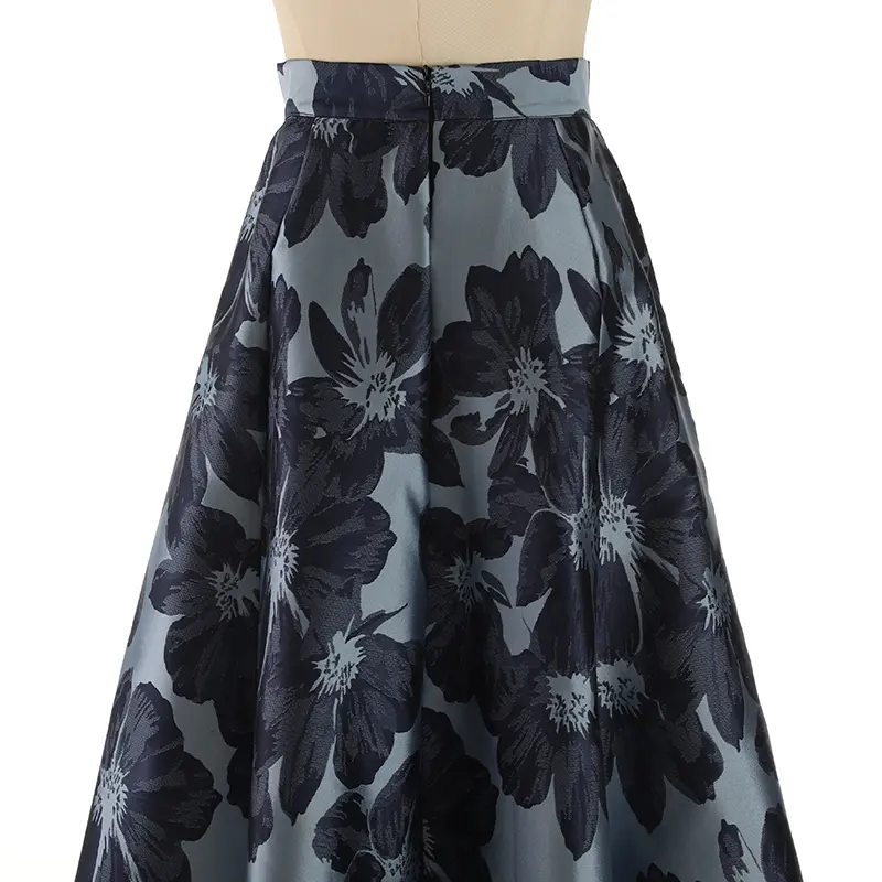 LANMREM High-end Jacquard A-line Mid Length Skirt For Women Navy Blue High Waisted Temperament Vintage Skirts 2025 New 2DB3423