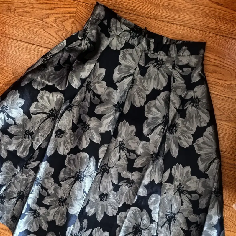 LANMREM High-end Jacquard A-line Mid Length Skirt For Women Navy Blue High Waisted Temperament Vintage Skirts 2025 New 2DB3423