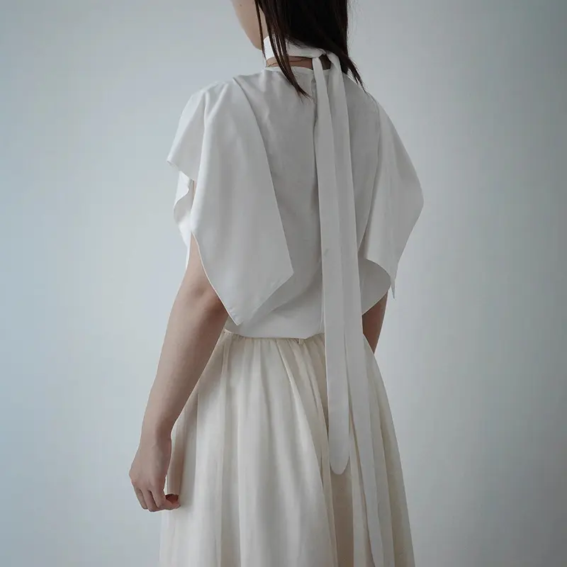 LANMREM Flying Sleeve Design High Qualtiy White Women's Blouse Top Round Collar Sleeveless Loose Casual Clothing Chic 2DB3852