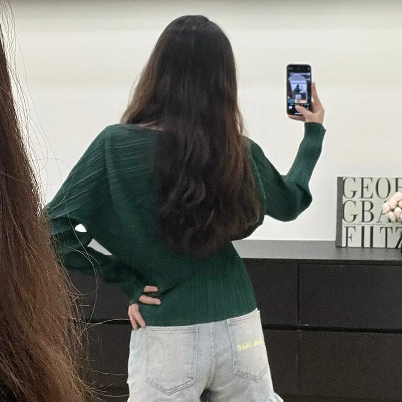 LANMREM Pleated Women's T-shirt Irregular Design High Quality Fashion Simple Elegant Batwing Long Sleeve Pullover Top 2DB3781