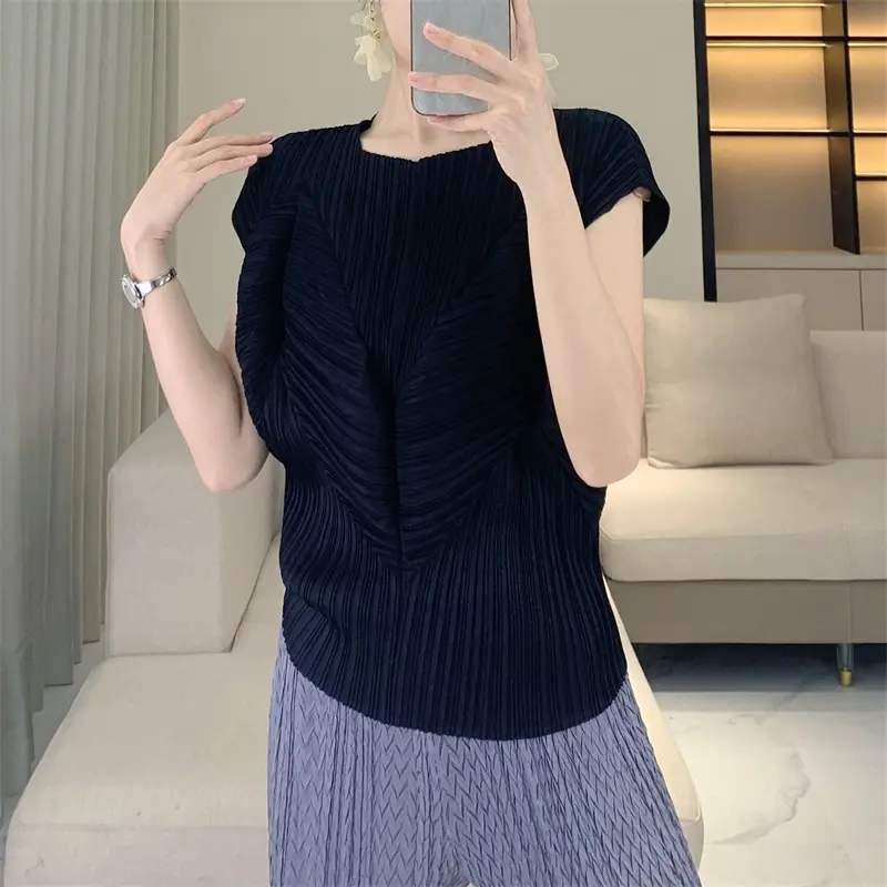 LANMREM Summer Bud Short Sleeve Top For Women Chic New Versatile Elegant Simple Casual Elastic Slimming High-End T-Shirt 2DB4048