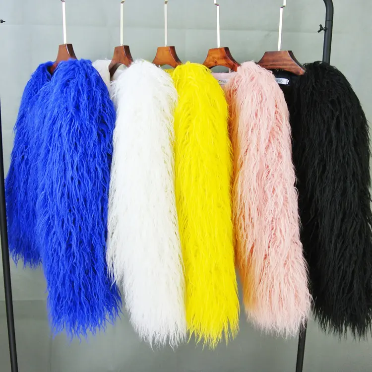 LANMREM Fashion Imitation Fur Coat Women's O-neck Long Sleeves Bright Color Elegant Coats Party Clothes Autumn Winter New 2Z2561