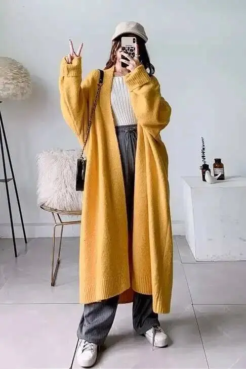 LANMREM 2025 New autumn Fashion Women Clothes Scarf Collar Lantern Sleeves Pocket Loose Knits Cardigan WJ82604