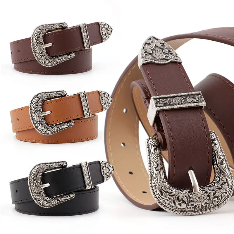 LANMREM Vintage Exquisite Design Women's PU Leather Belt Trend Buckle Wide Belt 2025 New Fashion Tide Accessories 2DB3263