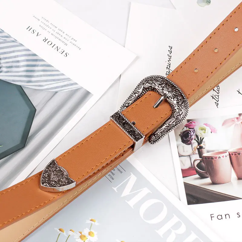 LANMREM Vintage Exquisite Design Women's PU Leather Belt Trend Buckle Wide Belt 2025 New Fashion Tide Accessories 2DB3263