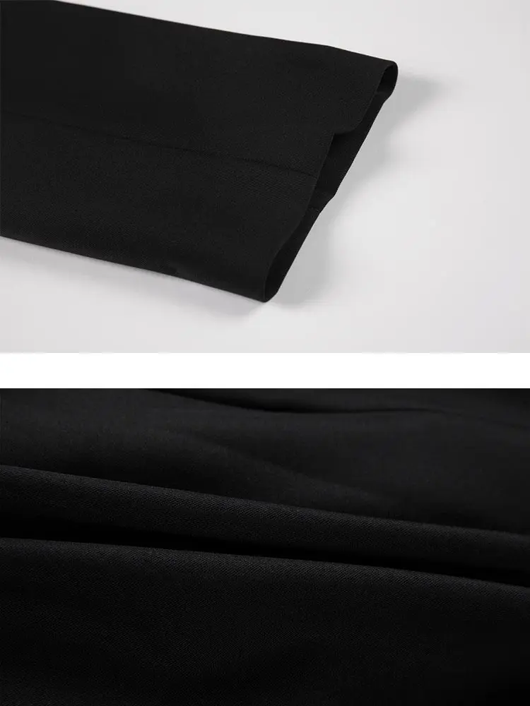 LANMREM Fashion Solid Blazers For Women Patchwork Notched Long Sleeves Belt Coat Streetwear 2025 Spring New Clothing 2AA1139
