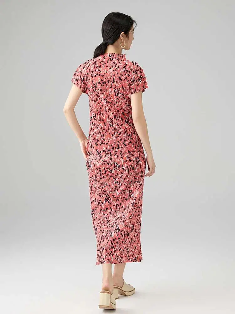 LANMREM Pleated Clothes 2025 Summer New Elegant Temperament Slit Printed Half Skirt Slim Fit Versatile A-line Skirt 2DB2687