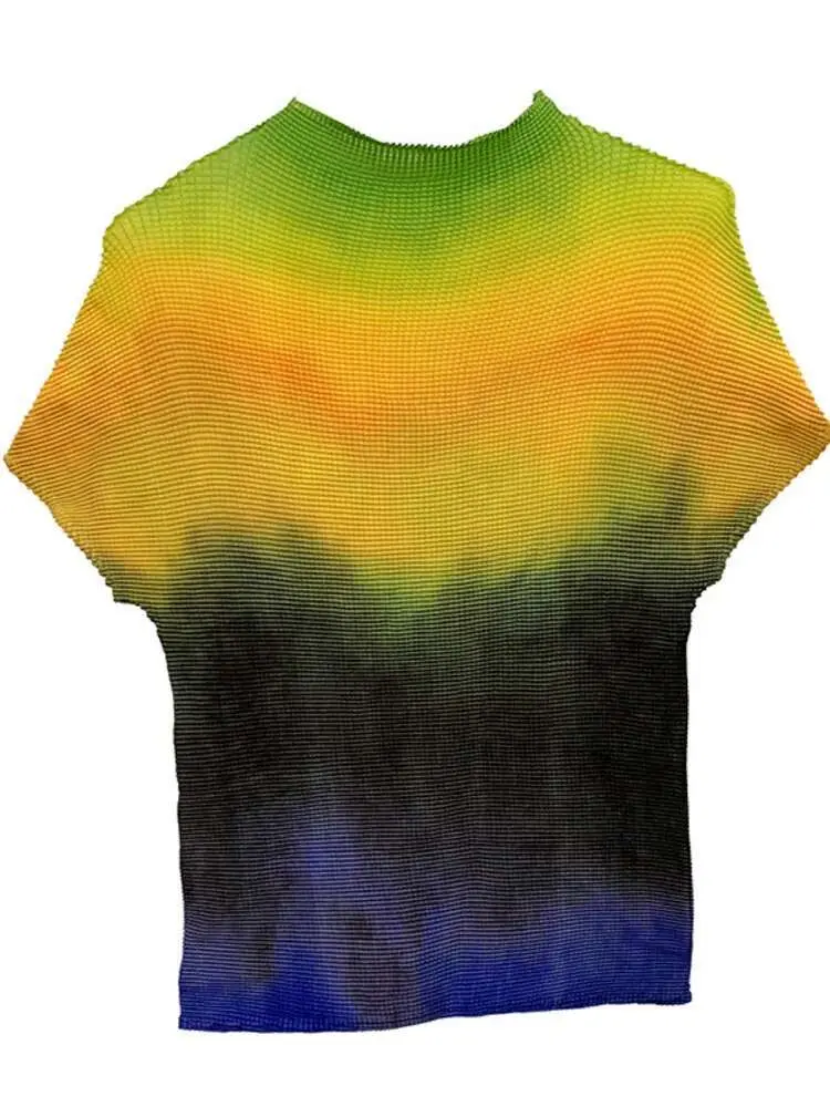 LANMREM 2025 Summer New All-match T-shirt For Famale High Quality Thin Style Elastic Fabric Short Sleeve Tops Women Casual YJ780