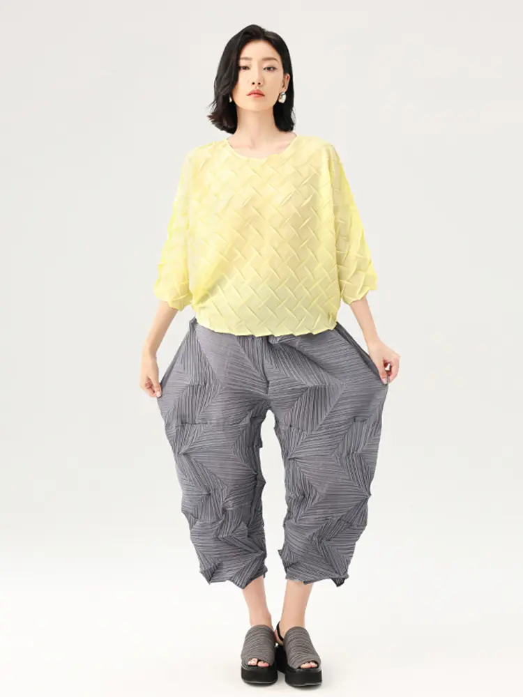 LANMREM Pleated Casual Pants 2025 Summer Dopamine Solid Color Loose Fashion Versatile Ankle-length Pants Causal Trousers 2DB2834
