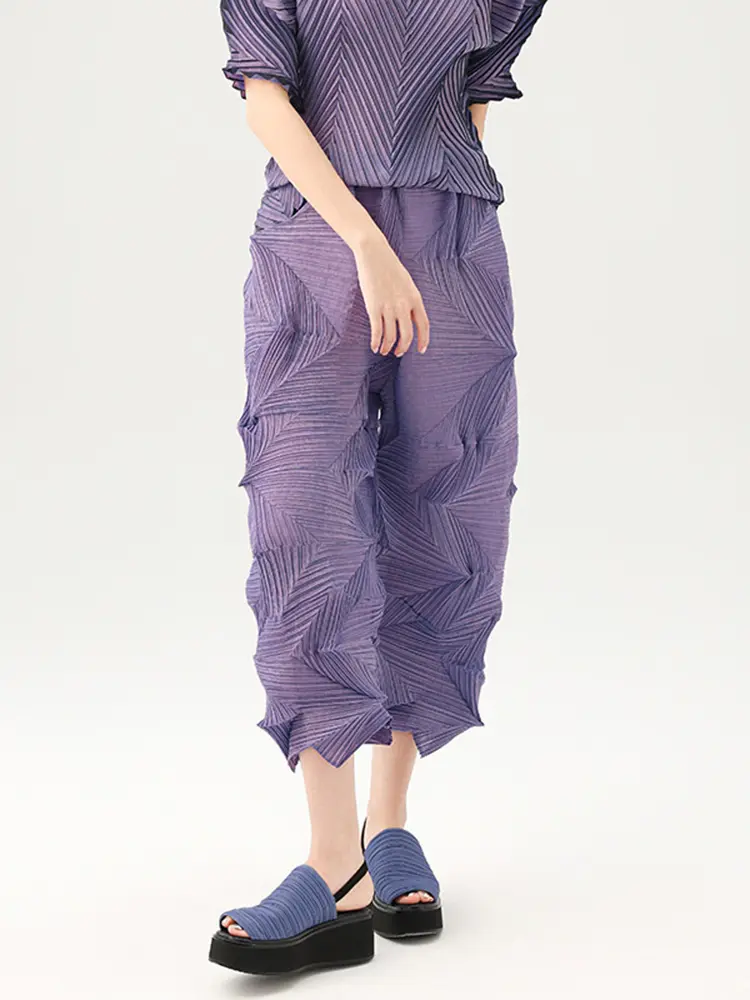 LANMREM Pleated Casual Pants 2025 Summer Dopamine Solid Color Loose Fashion Versatile Ankle-length Pants Causal Trousers 2DB2834