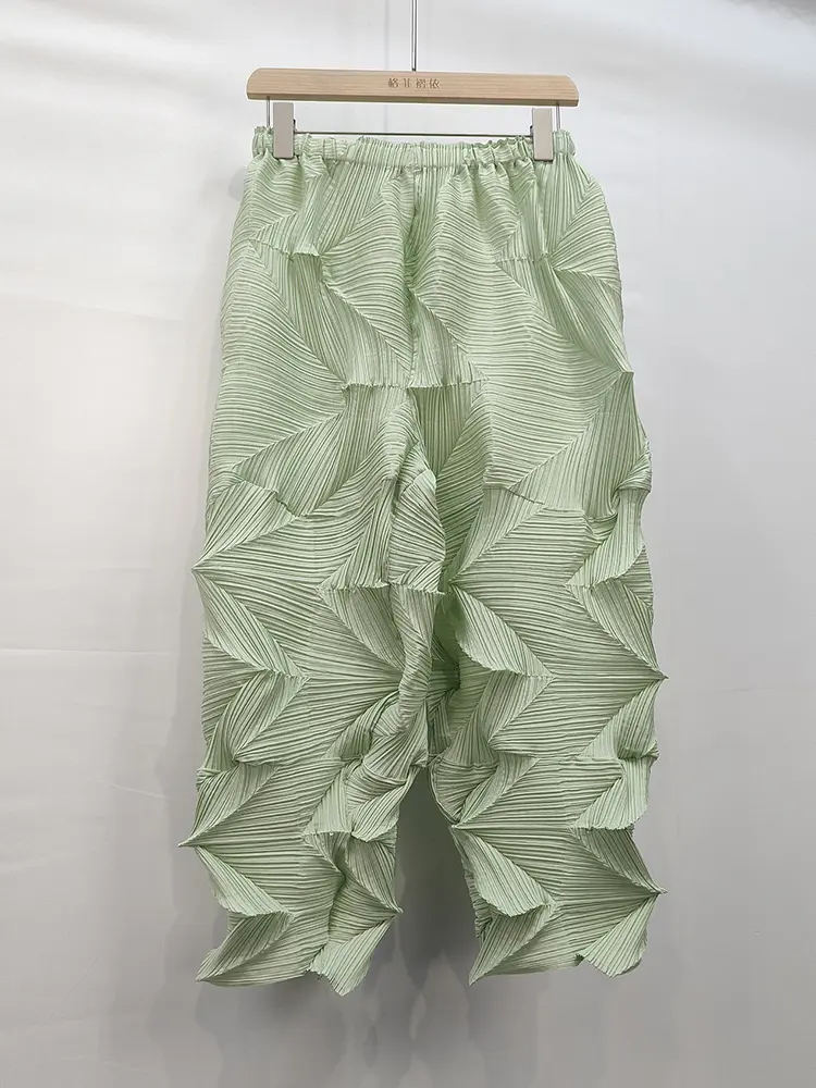 LANMREM Pleated Casual Pants 2025 Summer Dopamine Solid Color Loose Fashion Versatile Ankle-length Pants Causal Trousers 2DB2834