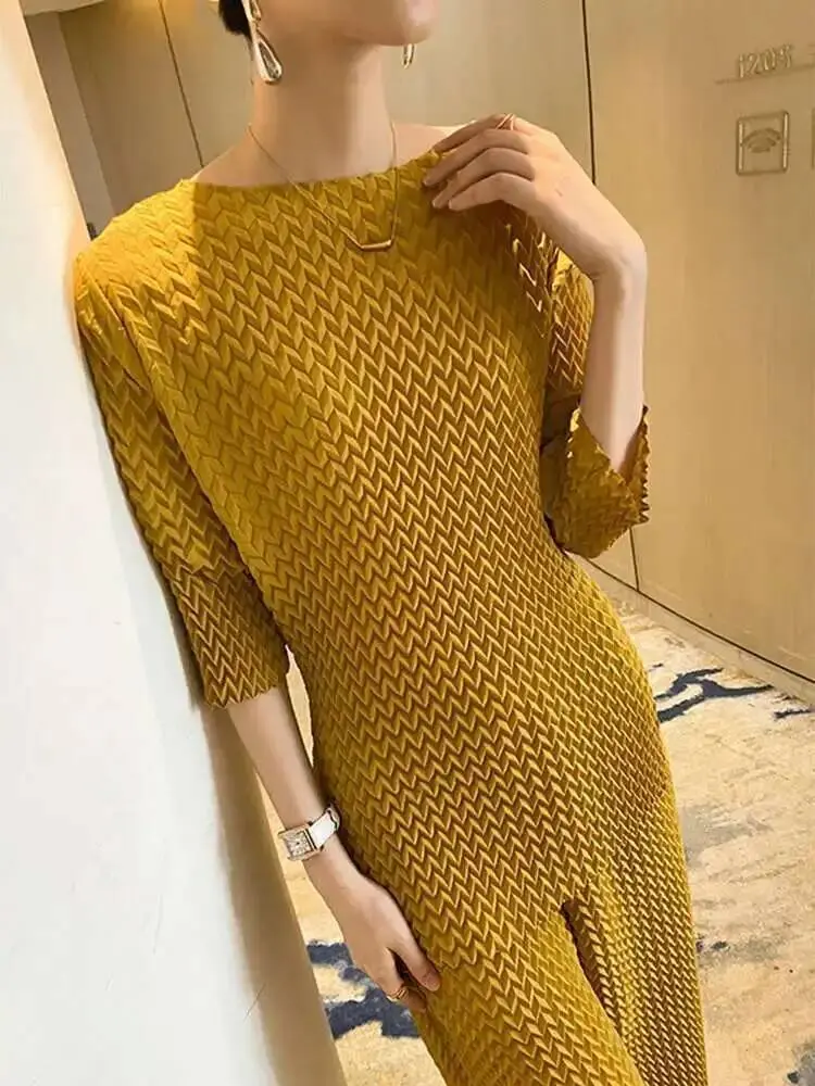 LANMREM 2 Pieces Pleated Sets For Women Round Neck Bandage Shirt With Loose Trouses Female Fashion Clothing Spring New 2DB2228