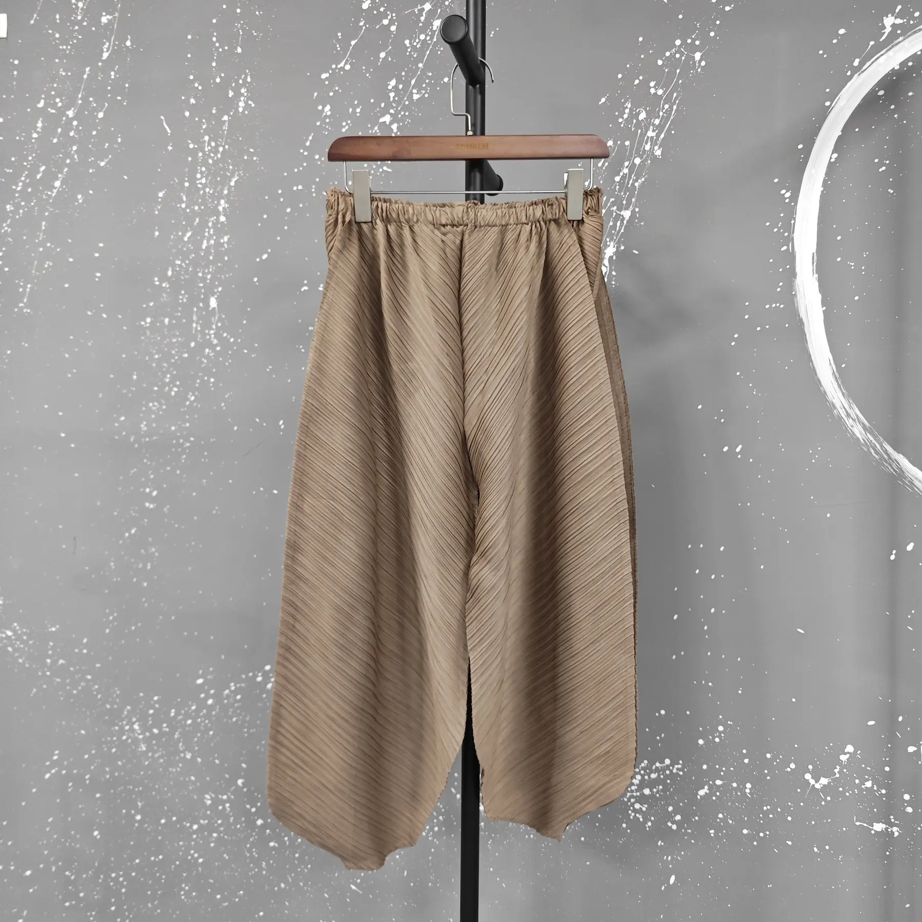 LANMREM Pleated Pants For Women High Elastic Waist Solid Color Women's Harun Casual Trousers 2024 Spring Summer New 2DA4311