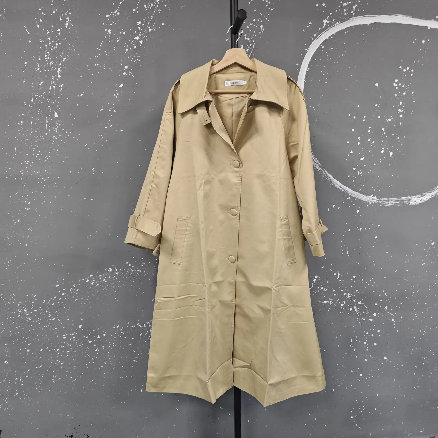 LANMREM Korean Fashion Trench Coat For Women Lapel Long Sleeves Single Breasted Belt Long Coat Female Clothing 2025 New 2YA896