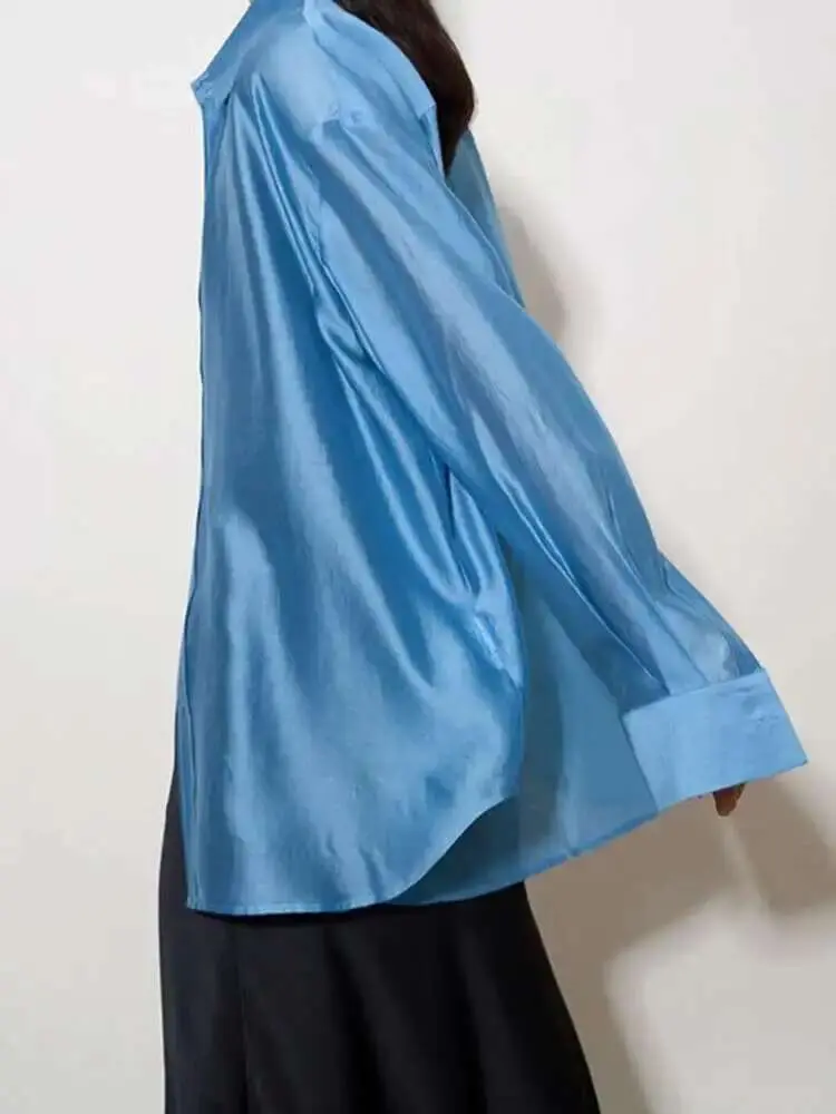 LANMREM French Sunscreen Shirt For Women Lapel Single Breasted Solid Color Irregular Blouses Versatile 2024 Summer New 2Z1462