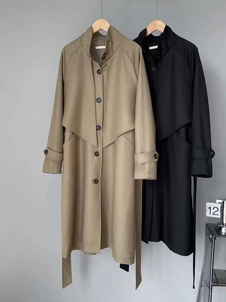 LANMREM Fashion Trench Coat For Women Irregular Single Breasted Loose Windbreaker 2025 Spring New Streetwear Clothing 2DA1830