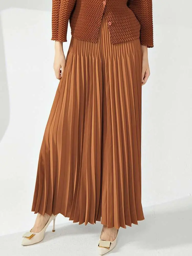 LANMREM Casual Loose Pleated Long Pants Women High Waist Solid Color Wide Leg Trousers Versatile 2024 Spring New 2AA4480