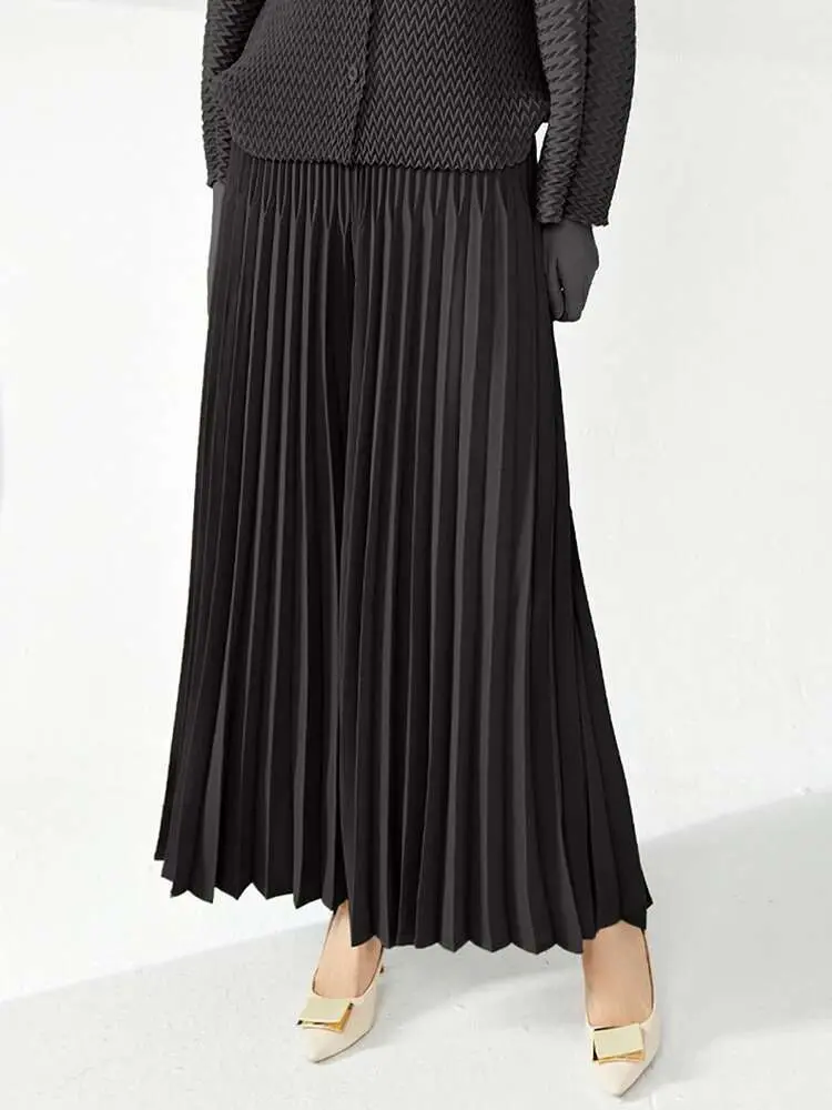 LANMREM Casual Loose Pleated Long Pants Women High Waist Solid Color Wide Leg Trousers Versatile 2024 Spring New 2AA4480