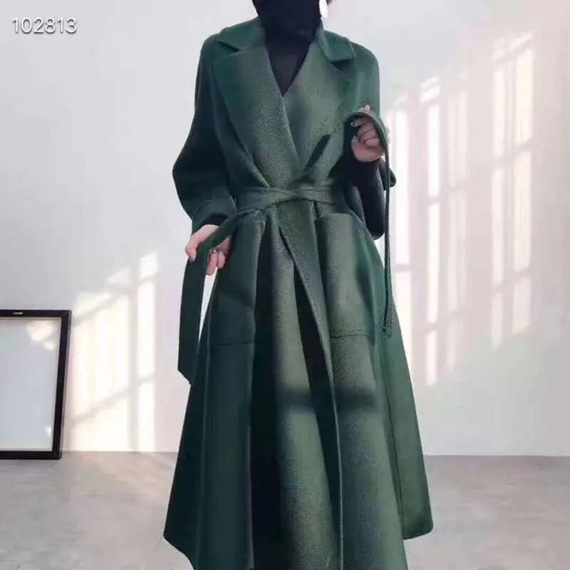 LANMREM Popular 2025 High End Water Ripple Double-sided Wool Coat Women Long Bathrobe Style Autumn Winter Coat For Female 2A462
