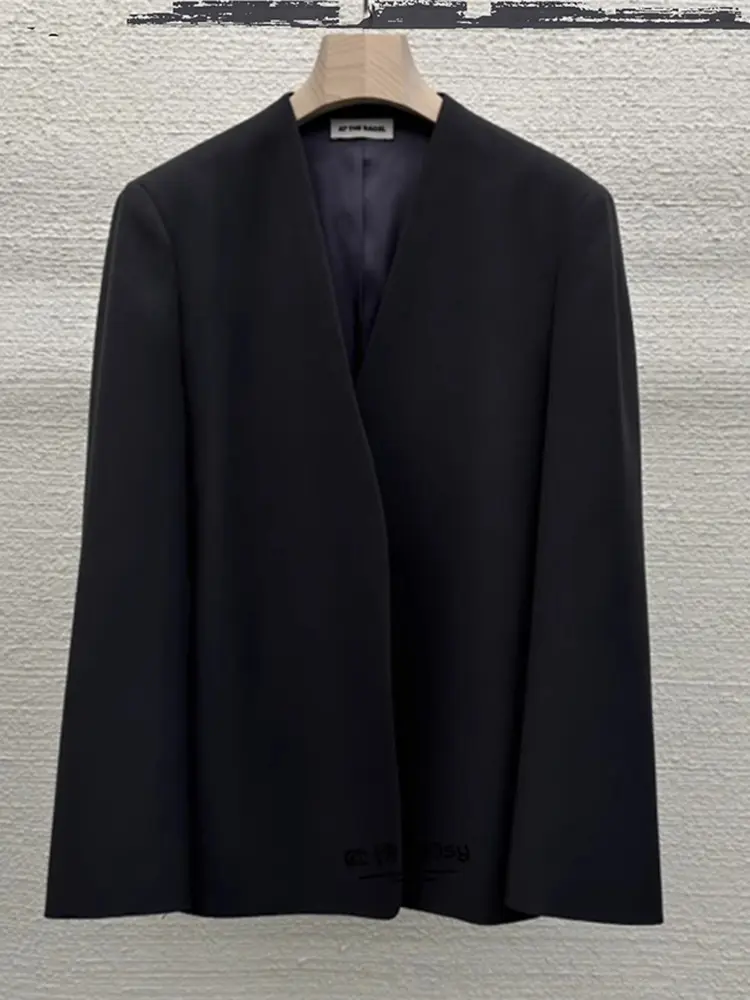 LANMREM Fashion Blazer Coat For Women Long Sleeves Solid Color Irregular Casual Office Lady Clothing 2024 Sumemr New 2DA5300