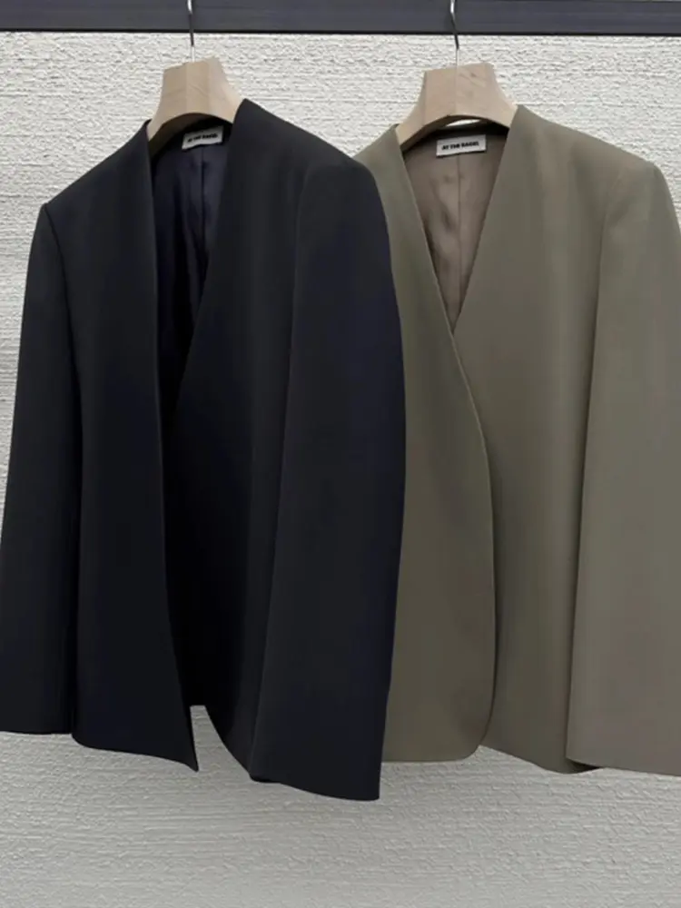 LANMREM Fashion Blazer Coat For Women Long Sleeves Solid Color Irregular Casual Office Lady Clothing 2024 Sumemr New 2DA5300