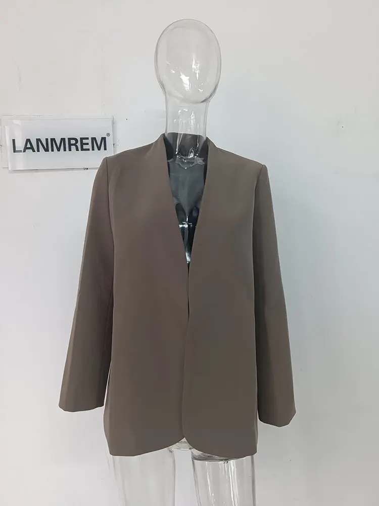 LANMREM Fashion Blazer Coat For Women Long Sleeves Solid Color Irregular Casual Office Lady Clothing 2024 Sumemr New 2DA5300