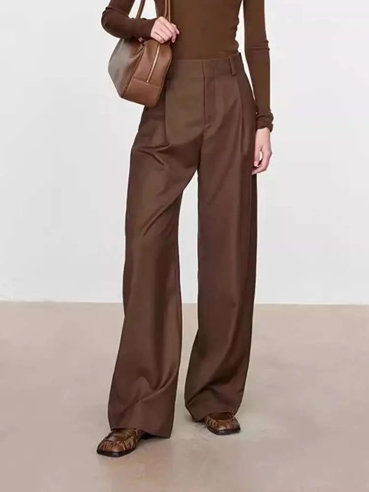 LANMREM Formal Occasions Pants Women High Waist Pockets Button Simple Basic Office Lady Trousers 2025 Spring New Fsahion 2DC1302