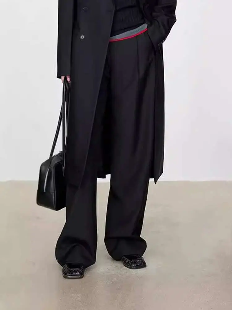 LANMREM Formal Occasions Pants Women High Waist Pockets Button Simple Basic Office Lady Trousers 2025 Spring New Fsahion 2DC1302