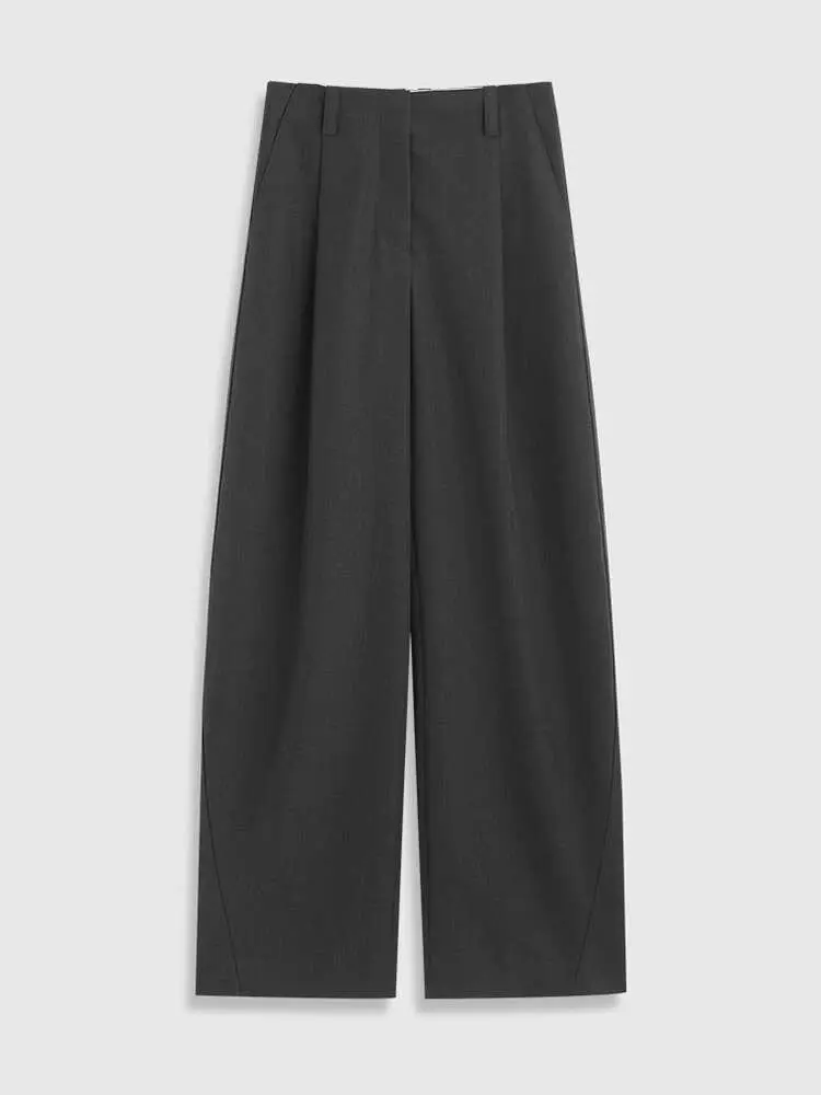 LANMREM Formal Occasions Pants Women High Waist Pockets Button Simple Basic Office Lady Trousers 2025 Spring New Fsahion 2DC1302