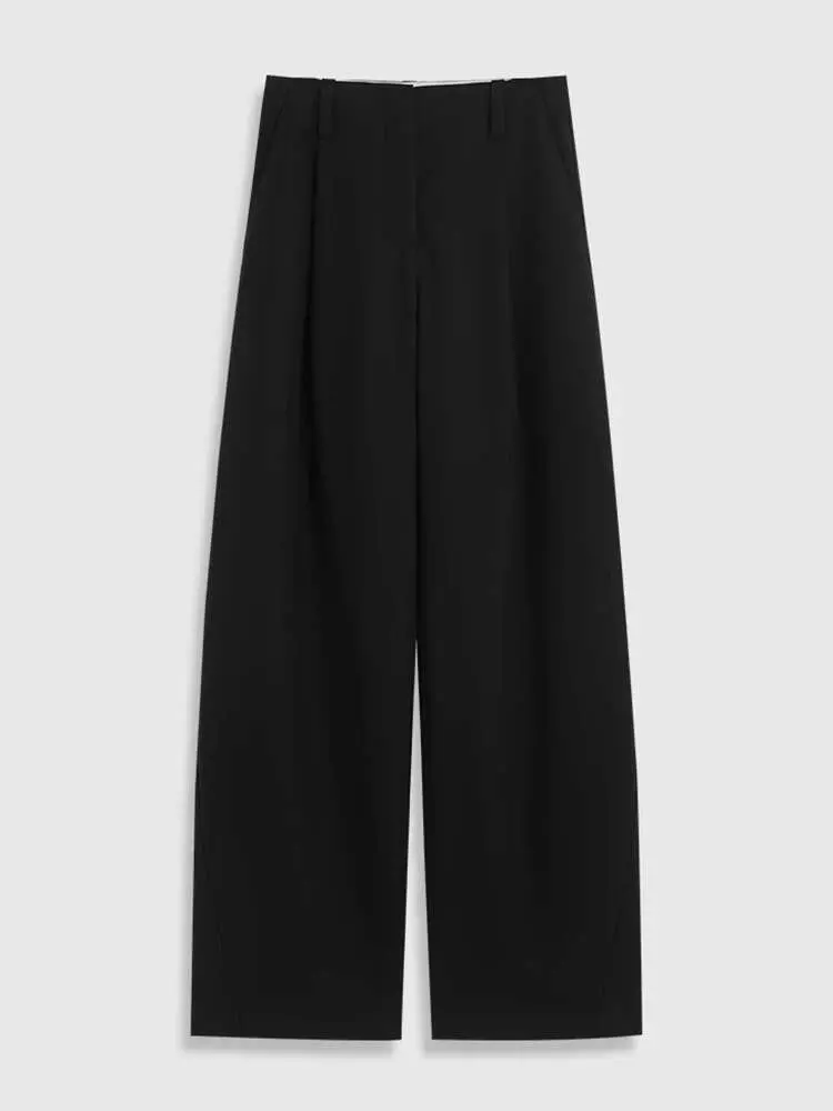 LANMREM Formal Occasions Pants Women High Waist Pockets Button Simple Basic Office Lady Trousers 2025 Spring New Fsahion 2DC1302