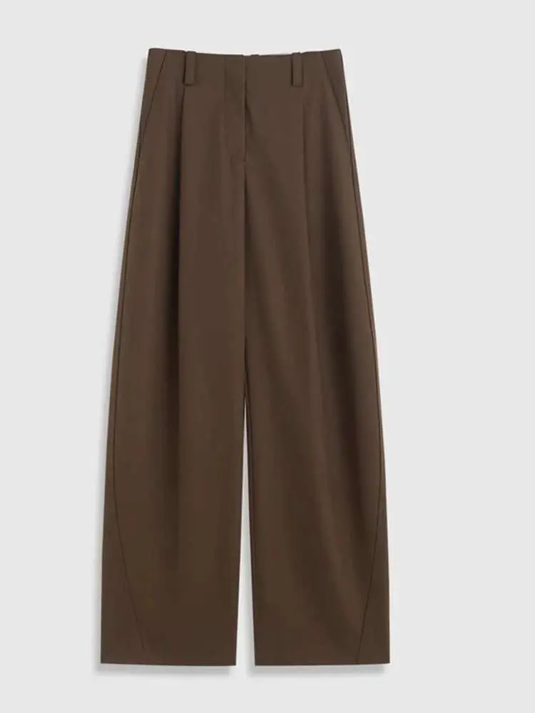 LANMREM Formal Occasions Pants Women High Waist Pockets Button Simple Basic Office Lady Trousers 2025 Spring New Fsahion 2DC1302