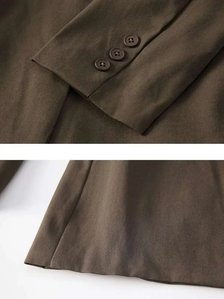 LANMREM Belt Spliced Design Blazer Women Vintage Notched Collar Single Button Coat Fashion 2025 Spring New Clothing 2AA4613