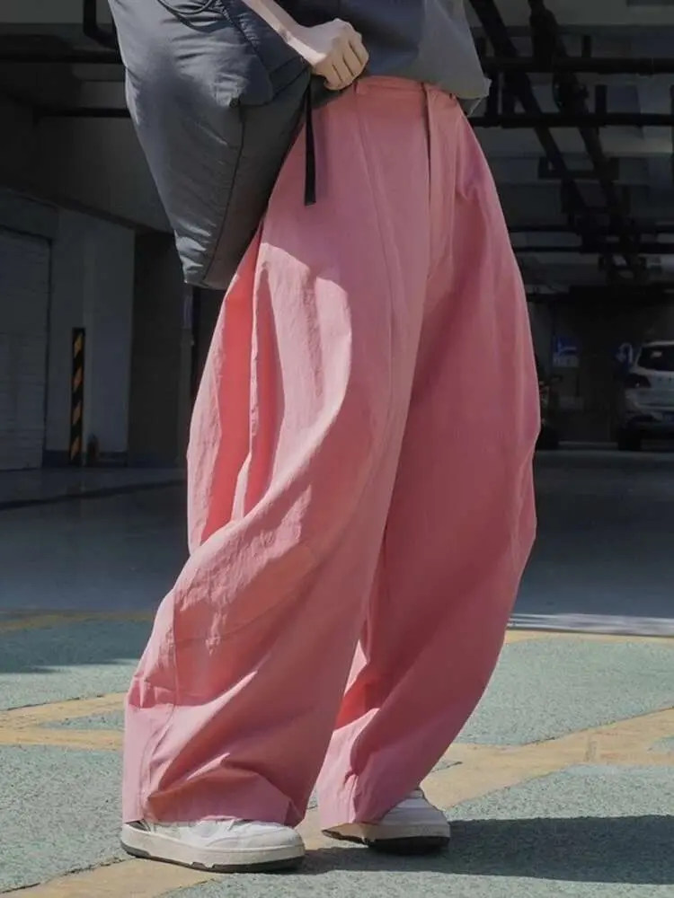 LANMREM Spring Fashion Tide Wide Leg Pants For Women High Waist Solid Color Loose Trousers Female Clothing 2025 New 2YA837