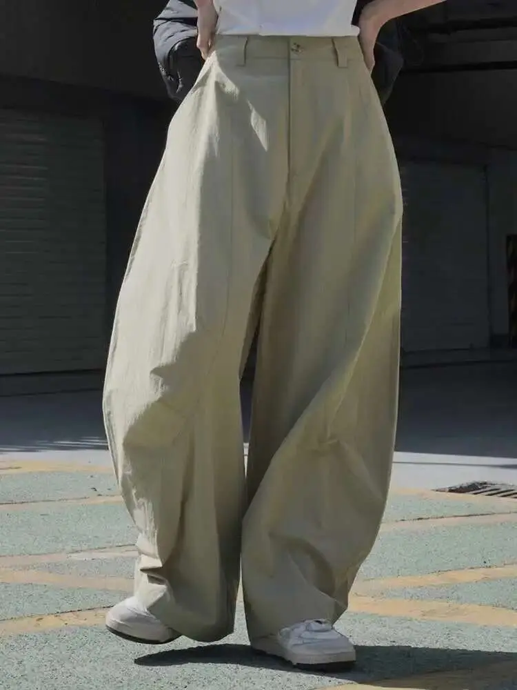 LANMREM Spring Fashion Tide Wide Leg Pants For Women High Waist Solid Color Loose Trousers Female Clothing 2025 New 2YA837